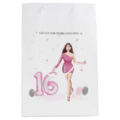 Gelukkige zoete zestien, 16e verjaardag medium cadeauzakje (Voorkant)