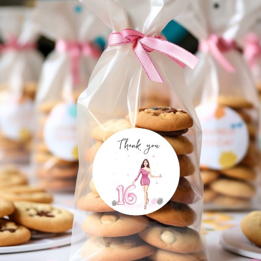 Gelukkige zoete zestien, 16e verjaardag ronde sticker