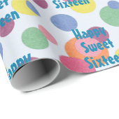 Gelukkige zoete zestien verjaardag cadeaupapier (Rol Hoek)