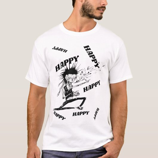 GELUKKIGE ZOMBIE, HEREN WIT T-SHIRT (Voorkant)