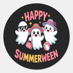 Gelukkige zomer Halloween Grappig Ronde Sticker