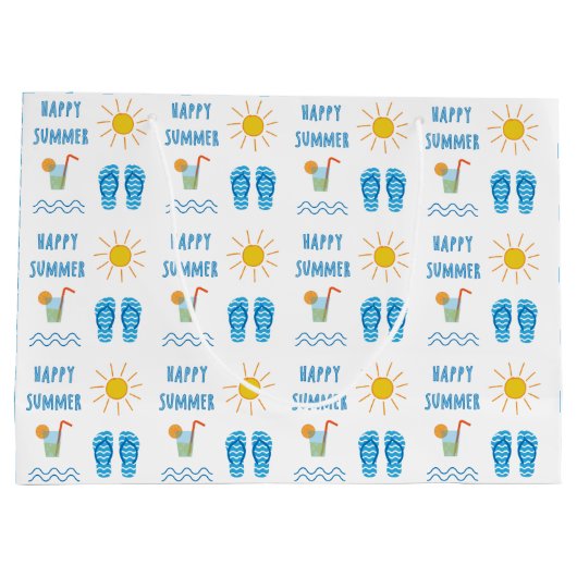 Gelukkige Zomer Patroon Grote Gift Bag Groot Cadeauzakje (Achterkant)