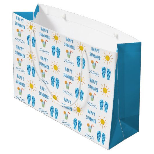 Gelukkige Zomer Patroon Grote Gift Bag Groot Cadeauzakje (Achterkant Gekanteld)