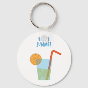 Gelukkige zomer-sleutelhanger met een cocktail sleutelhanger