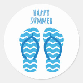 Gelukkige zomer sticker met teenslippers