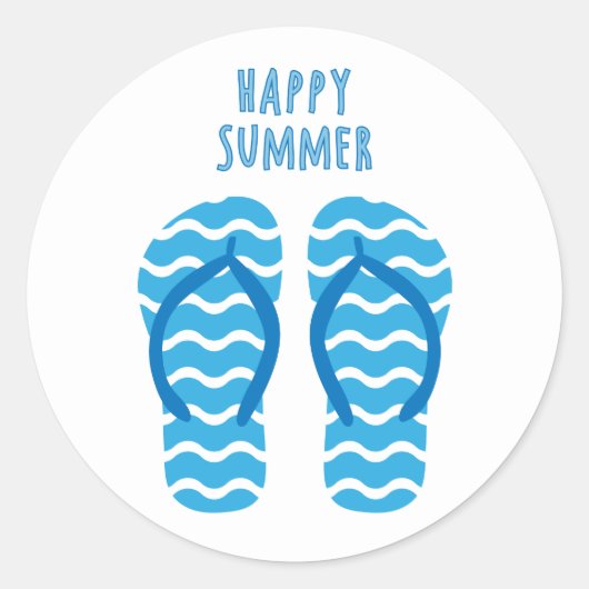 Gelukkige zomer sticker met teenslippers (Voorkant)