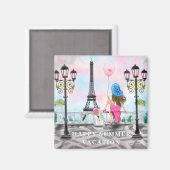 Gelukkige Zomer Vakantie Vrouw In Parijs Magnet Gi (Voorkant / Achterkant)