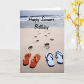 ***GELUKKIGE ZOMER VERJAARDAG**** STRAND STIJL KAART (Gele Bloem)