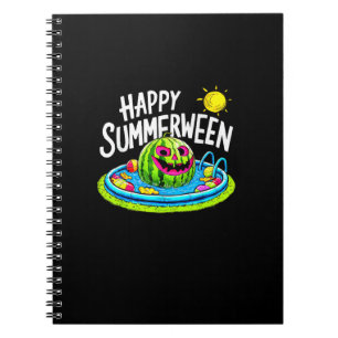 Gelukkige Zomer Watermeloen Jack-O-Lantern Notitieboek