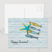 Gelukkige zomer zeesterren en vissen briefkaart (Voorkant / Achterkant)