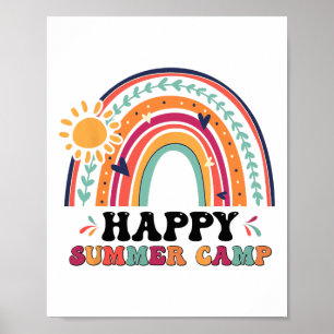 Gelukkige zomerkamp matching zomer kamperen regenb poster