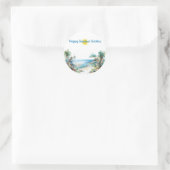 Gelukkige Zomerzonnewende 2024 Zon Ronde Sticker (Tas)