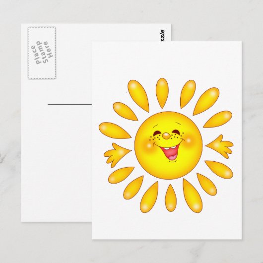 gelukkige zon briefkaart (Voorkant / Achterkant)