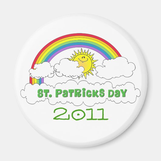 Gelukkige Zon en Regenboog Saint Patricks Dag Magneet (Voorkant)