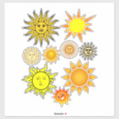 Gelukkige zon gezichten cartoon hemelse clipart sticker (Vel)
