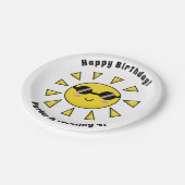 Gelukkige zon met zonnebril Custom verjaardagsfees Papieren Bordje (Gekanteld)