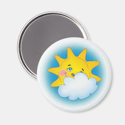 Gelukkige zon & wolk - Magneet (Voorkant / Achterkant)