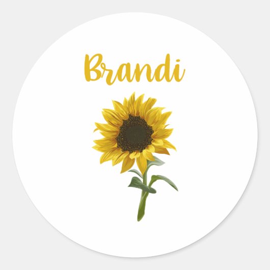 Gelukkige Zonnebloem - Brandi Naam Ronde Sticker (Voorkant)