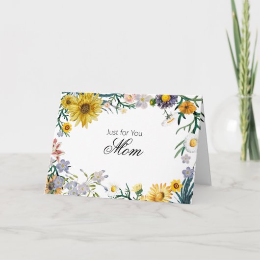 Gelukkige Zonnebloem en Lente Bloemen Kaart (Voorkant)