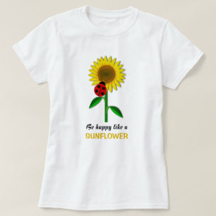 Gelukkige Zonnebloem Gele Bloem Zomer T-shirt