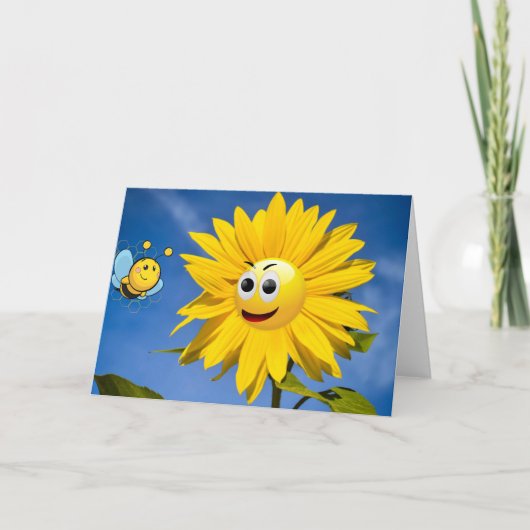 Gelukkige zonnebloem. kaart (Voorkant)
