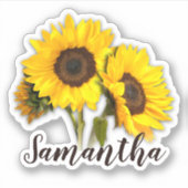 Gelukkige Zonnebloem Naam Sticker (Voorkant)