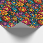 Gelukkige Zonnebloemen Vector: Zwart achtergrondon Cadeaupapier (Hoek)