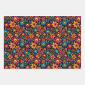 Gelukkige Zonnebloemen Vector: Zwart achtergrondon Inpakpapier Vel (Voorkant 2)