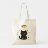 Gelukkige Zwarte Kat Zonneschijn Tote Bag (Achterkant)