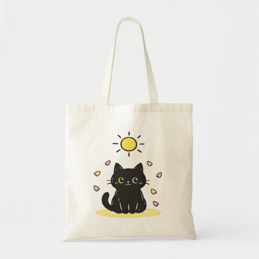 Gelukkige Zwarte Kat Zonneschijn Tote Bag (Voorkant)