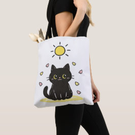 Gelukkige Zwarte Kat Zonneschijn Tote Bag