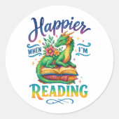 Gelukkiger als ik lees ronde sticker (Voorkant)