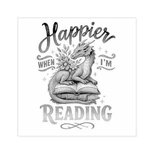 Gelukkiger als ik lees rubberstempel (Afrduk)