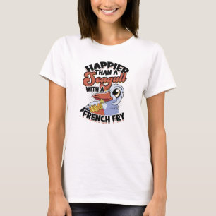 Gelukkiger dan een meeuw met een frietje - eten t-shirt