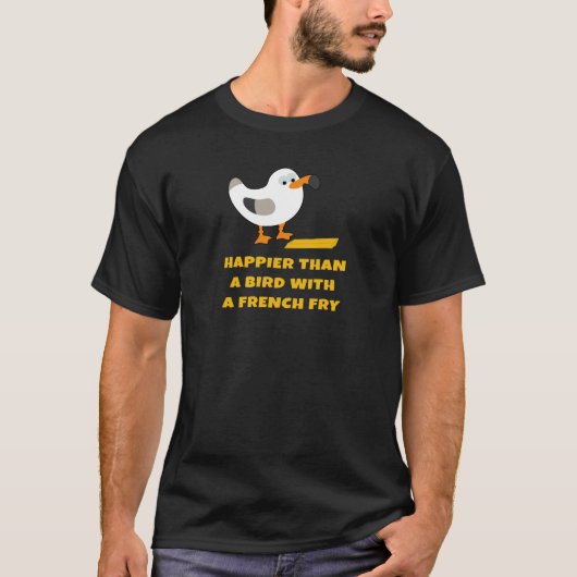 gelukkiger dan een vogel met een Franse frj T-shirt (Voorkant)