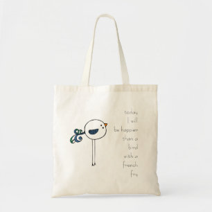 gelukkiger dan een vogel met een franse frj tote bag