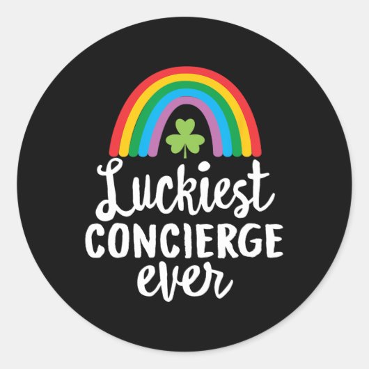 Gelukkigst Concierge Ooit St Patrick Dag Shamrocks Ronde Sticker (Voorkant)