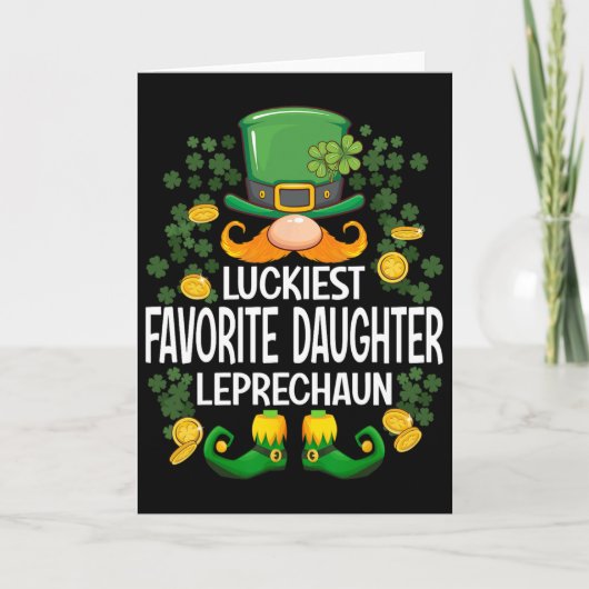 Gelukkigst Favoriete Dochter Leprechaun St Patrick Kaart (Voorkant)