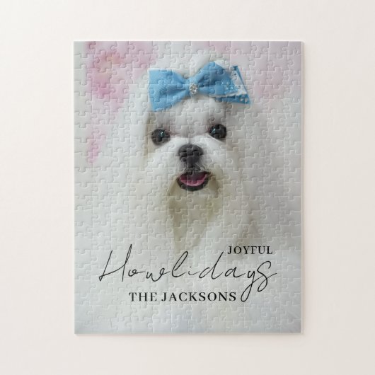 Gelukkigst Howlidays Hond Kerstmis Puzzel Ontwerp (Verticaal)