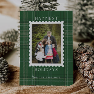 Gelukkigst Kerstmis Schotse Ruit Kerst Foto Kaart