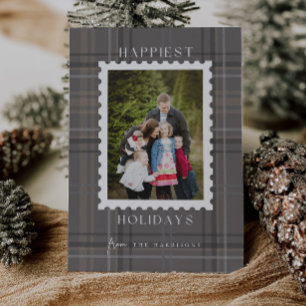 Gelukkigst Kerstmis Schotse Ruit Kerst Fotokaart Feestdagenkaart