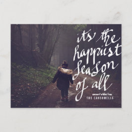 Gelukkigst Seizoen Aller Tijden Typography Vakanti Feestdagenkaart