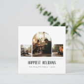 Gelukkigste Feestdagen Arch Green Dog Family Feestdagenkaart (Staand voorkant)