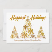 Gelukkigste Feestdagen Chic Gold Christmas Tree Co Feestdagenkaart (Voorkant)