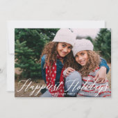 Gelukkigste Feestdagen Elegant Modern Script Kerst Feestdagenkaart (Voorkant)