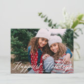 Gelukkigste Feestdagen Elegant Modern Script Kerst Feestdagenkaart (Staand voorkant)