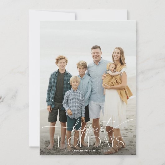 Gelukkigste Feestdagen Elegant Vakantie Fotokaart Feestdagenkaart (Voorkant)