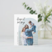 Gelukkigste Feestdagen, familiefoto, boog Lijst Briefkaart (Staand voorkant)