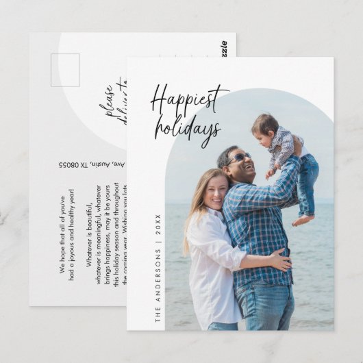 Gelukkigste Feestdagen, familiefoto, boog Lijst Briefkaart (Voorkant / Achterkant)