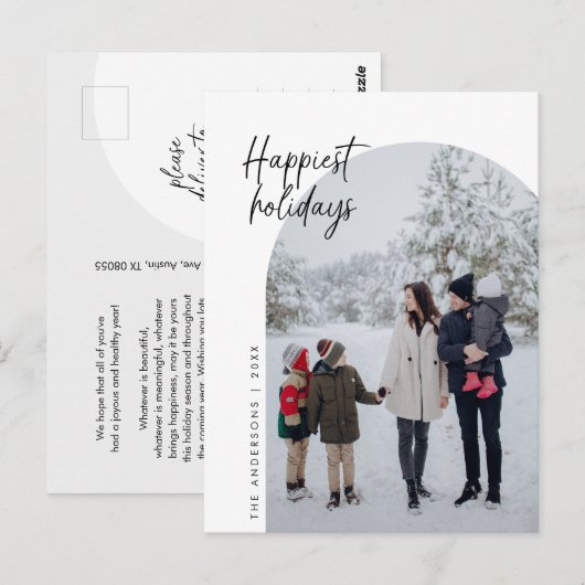 Gelukkigste Feestdagen, familiefoto, boog Lijst Briefkaart (Voorkant / Achterkant)